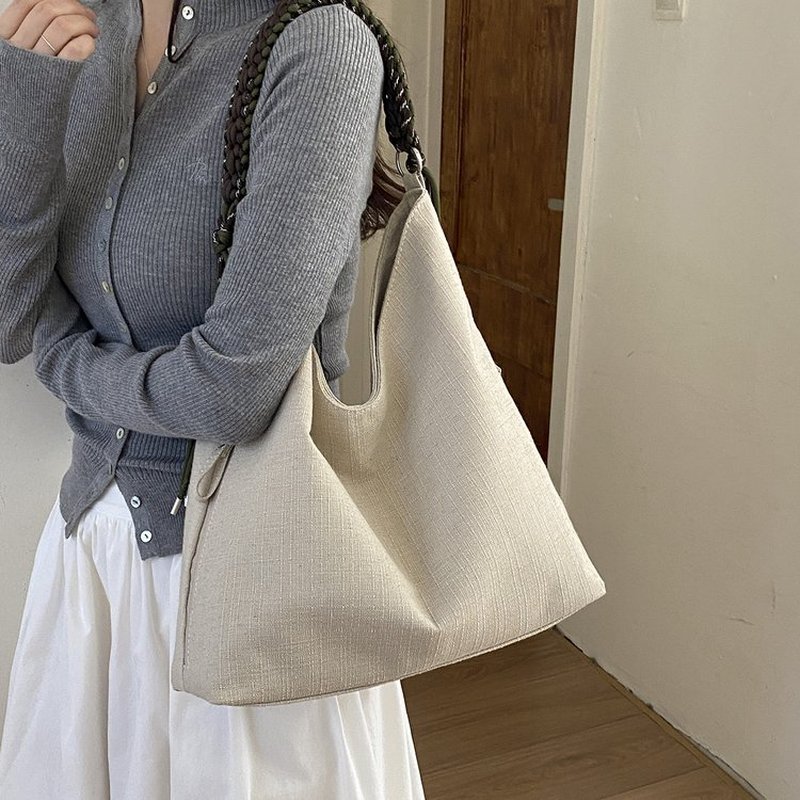 Hobo Bag Slouchy - Sac hobo côtelé crème pour femme