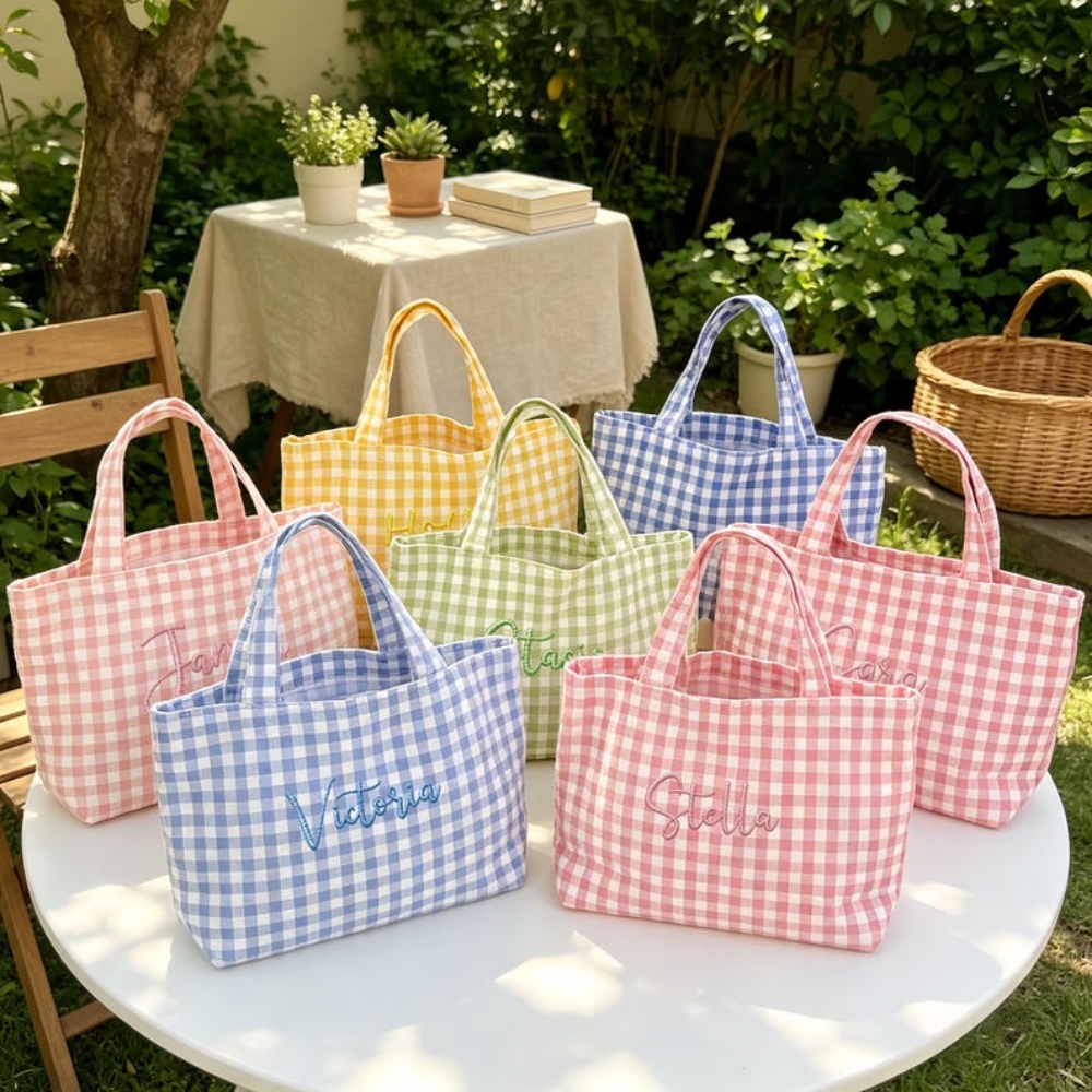 Women Bags Name - 1 sac fourre-tout à carreaux personnalisé