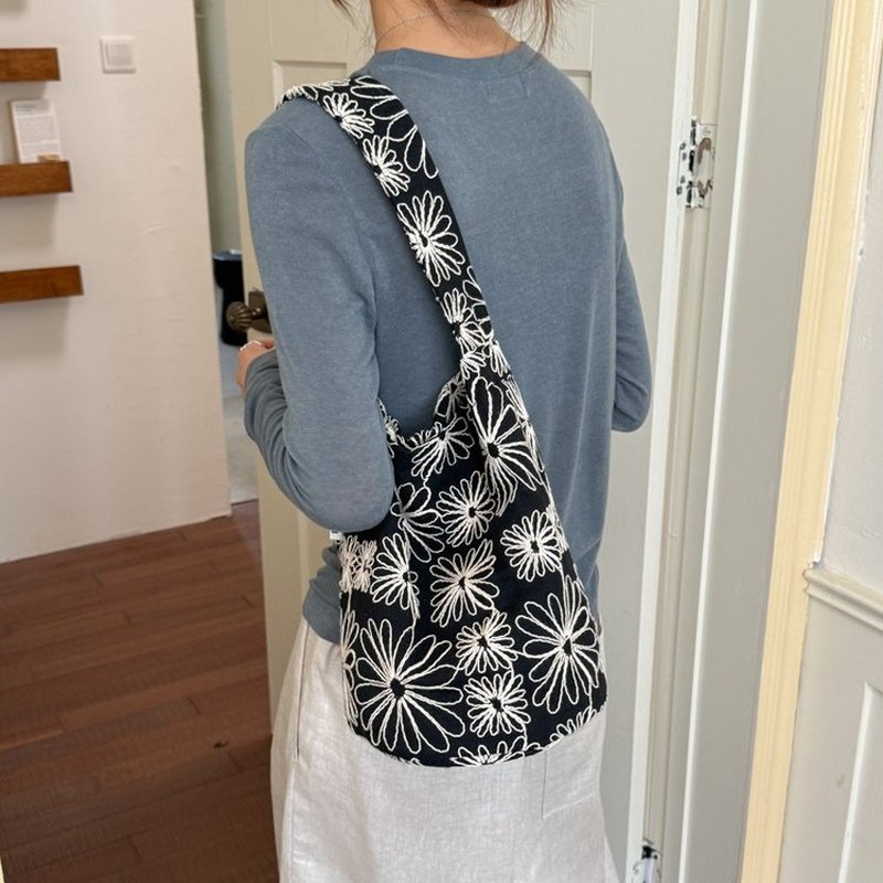 Hobo Bag Slouchy - Sac Hobo Femme Noir et Blanc