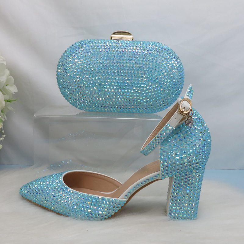 Women Bags And Shoes - 2025 nouveauté bleu vert AB Bling