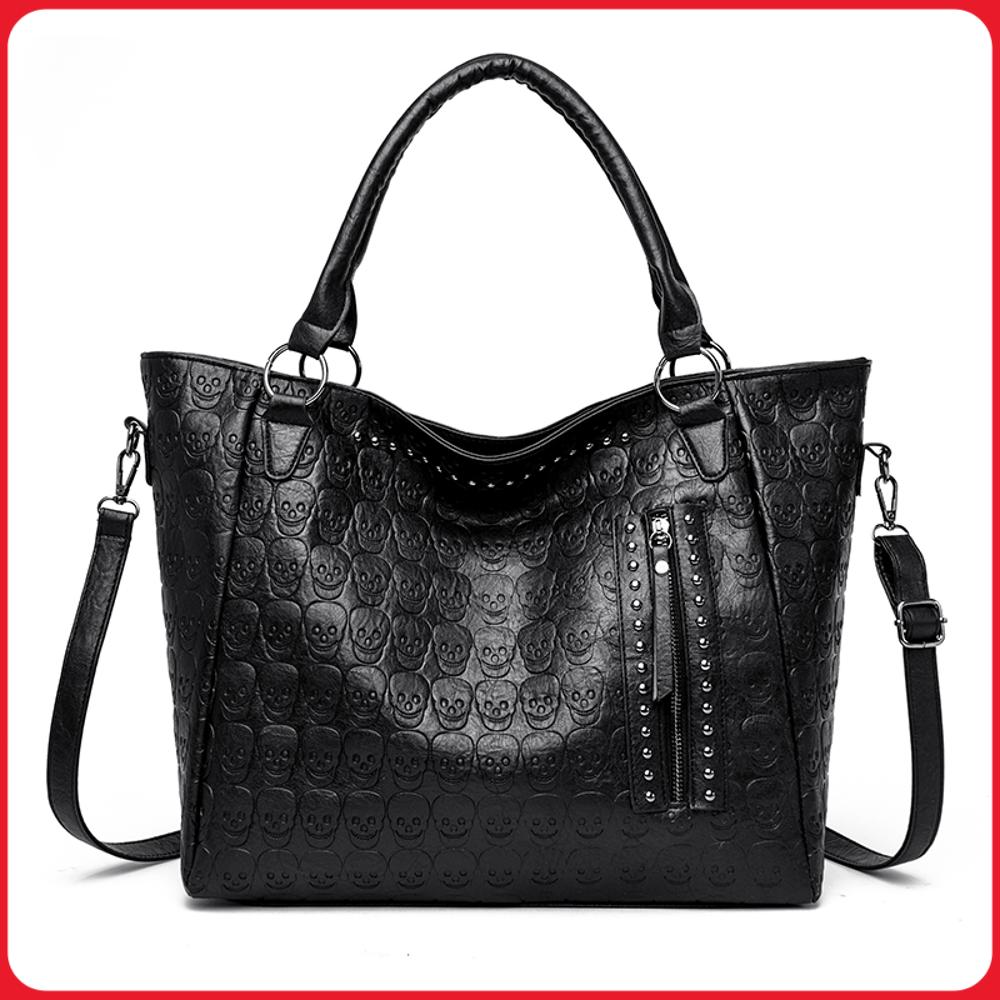 Women Bags For Work - Sac bandoulière Punk Skull en cuir