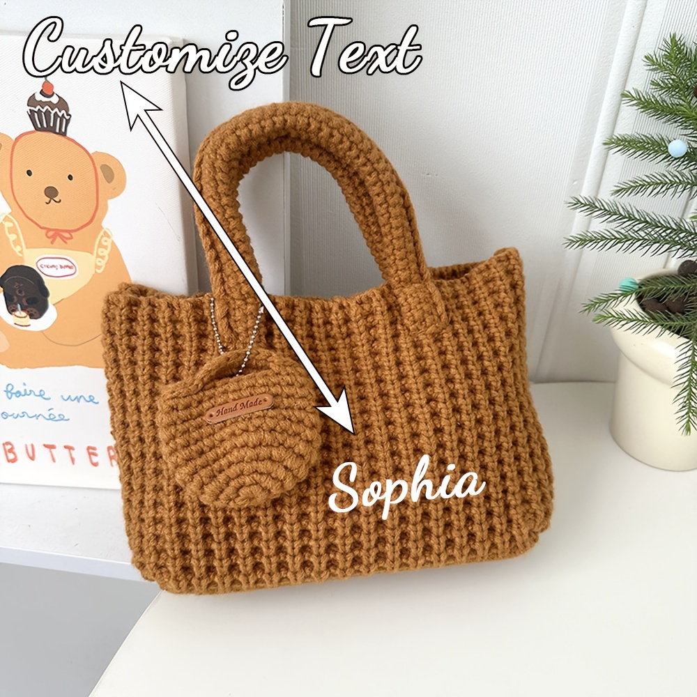 Women Bags Name - Sac fourre-tout tricoté personnalisé pour femme,